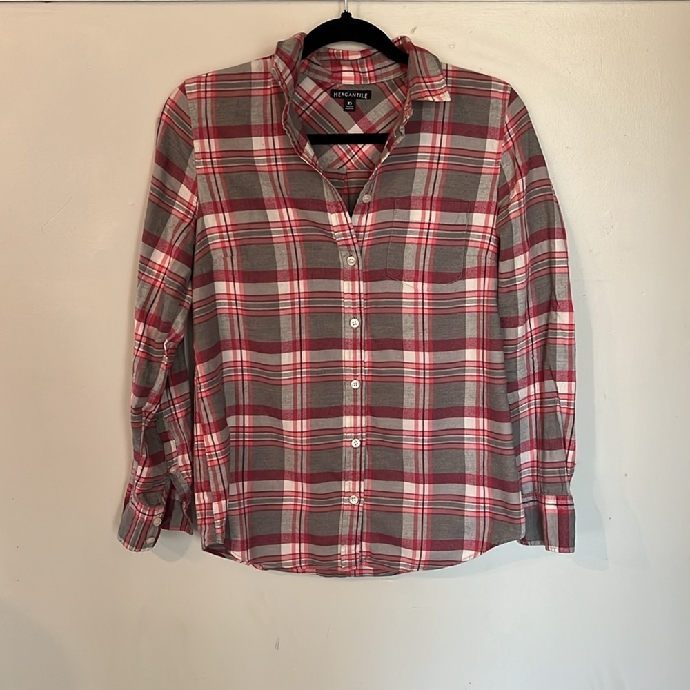 J.Crew Mercantile extra small classic plaid flannel shirt - Picture 5 of 6